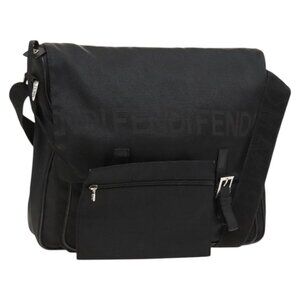 Authentic FENDI Shoulder Bag Nylon Black Silver